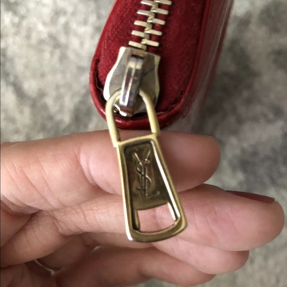 YSL Classic Ligney Zip-Around Wallet Red Calfskin - Picture 7 of 7